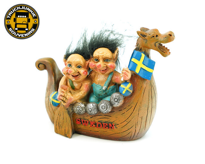 DEUX TROLLS EN VIKINGSHIP - SU&Egrave;DE - 14CM