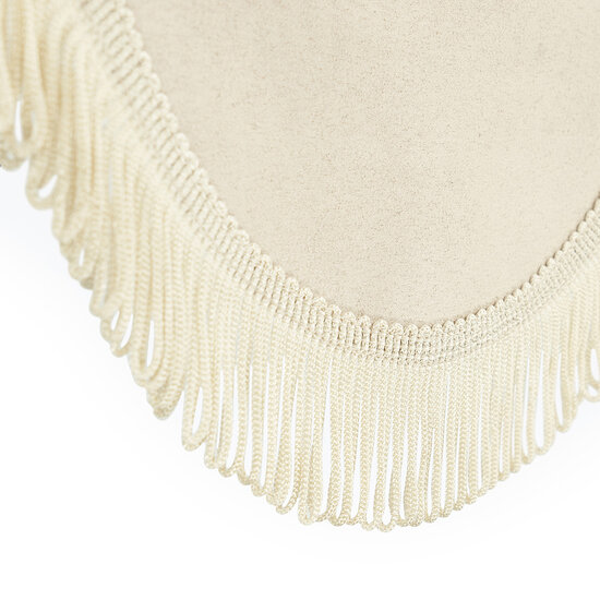 SIDE CURTAIN AND WINDOW PELMET - CREAM AND BEIGE FRINGES