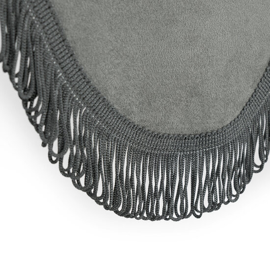 SIDE CURTAIN AND WINDOW PELMET - GRAY AND GARGOLA FRINGES