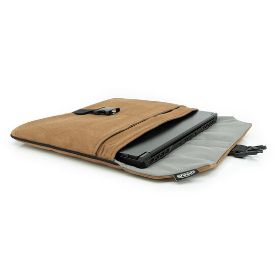 OMNIUS LAPTOP SLEEVE LARGE - BROWN ALCANTARA - BUCKLE LOCK