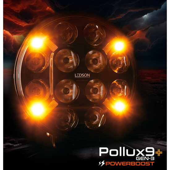 LEDSON - Pollux9+ STROBE - LED LONGUE PORT&Eacute;E AVEC FLASH -  FEU DE POSITION BLANC/ORANGE - 120W