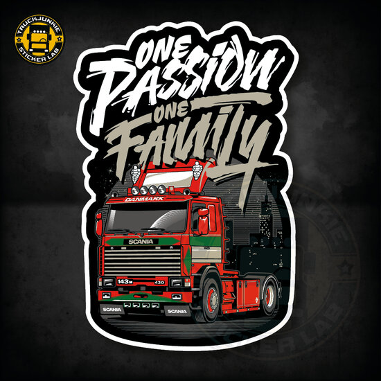 ONE PASSION ONE FAMILY RETRO - AUTOCOLLANT FULL PRINT 