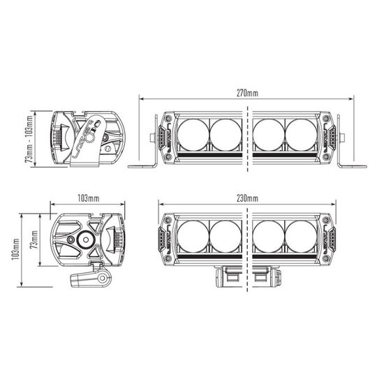 IL LAZER TRIPLE-R 750 FARETTO LED NERO CON LUCE DI POSIZIONE 230MM