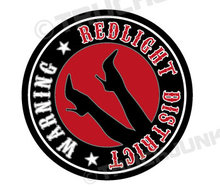 REDLIGHT DISTRICT STICKER MET HAKKEN - ROOD ZWART - VRACHTWAGEN TRUCKJUNKIE