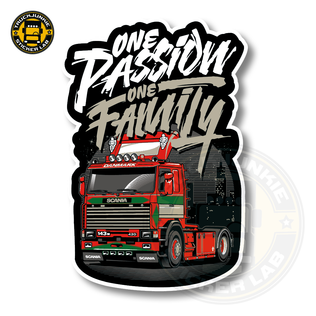 ONE PASSION ONE FAMILY RETRO - AUTOCOLLANT FULL PRINT 